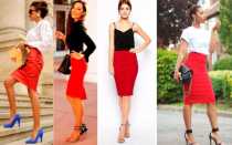 Красная юбка-карандаш: 11 образов на все случаи жизни